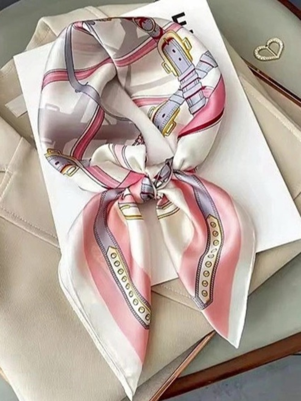 Pink & White Printed Scarf